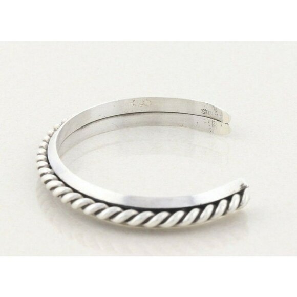 Sterling Silver Cuff Bracelet Rope Design 6 1/2 inch - Picture 6 of 7